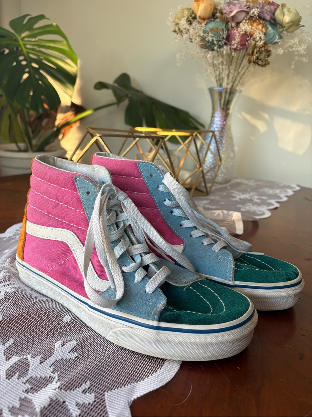 Color blocked High-Top Skate Vans - Pink, Teal, Blue, Yellow
